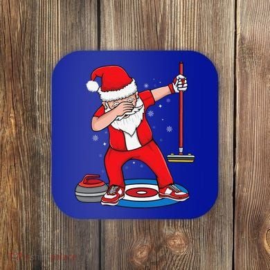 Dabbing Santa Curling Player Curling Broom Curler Curling Coaster