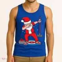 Dabbing Santa Curling Player Curling Broom Curler Curling Tank Top thumb 3