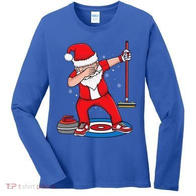 Dabbing Santa Curling Player Curling Broom Curler Curling Women's Long Sleeve Shirt
