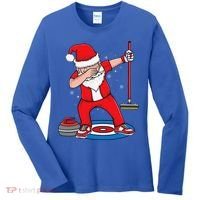 Dabbing Santa Curling Player Curling Broom Curler Curling Women's Long Sleeve Shirt thumb 0