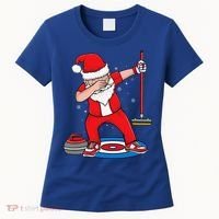 Dabbing Santa Curling Player Curling Broom Curler Curling Women's T-Shirt thumb 0