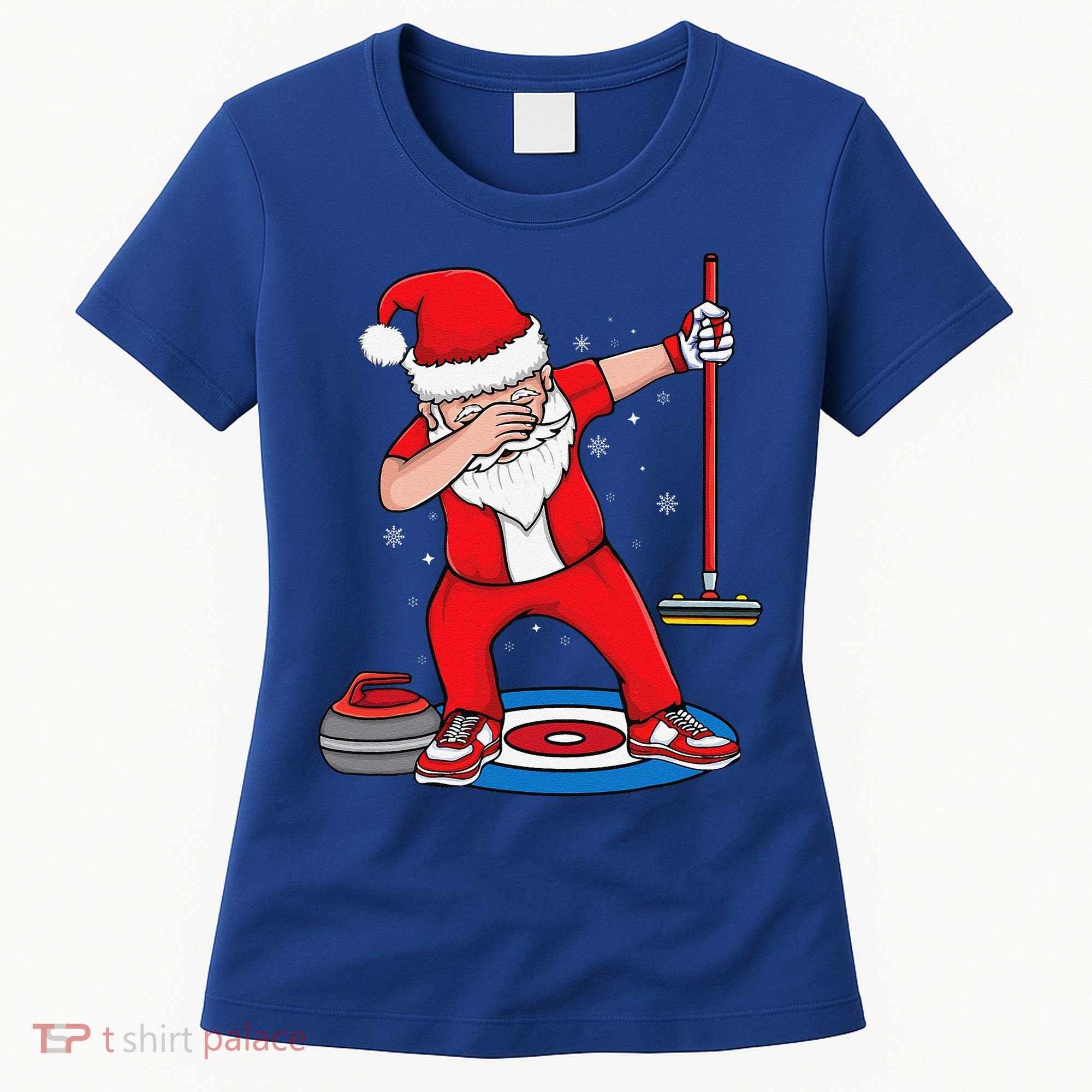 Dabbing Santa Curling Player Curling Broom Curler Curling Women's T-Shirt