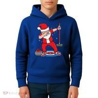 Dabbing Santa Curling Player Curling Broom Curler Curling Kids Hoodie thumb 4