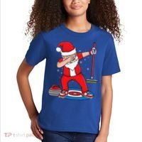Dabbing Santa Curling Player Curling Broom Curler Curling Kids T-Shirt thumb 2