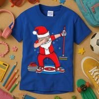 Dabbing Santa Curling Player Curling Broom Curler Curling Kids T-Shirt thumb 3