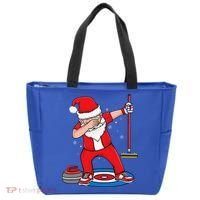 Dabbing Santa Curling Player Curling Broom Curler Curling Tote Bag thumb 0
