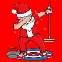 Dabbing Santa Curling Player Curling Broom Curler Curling Santa Hat thumb 1