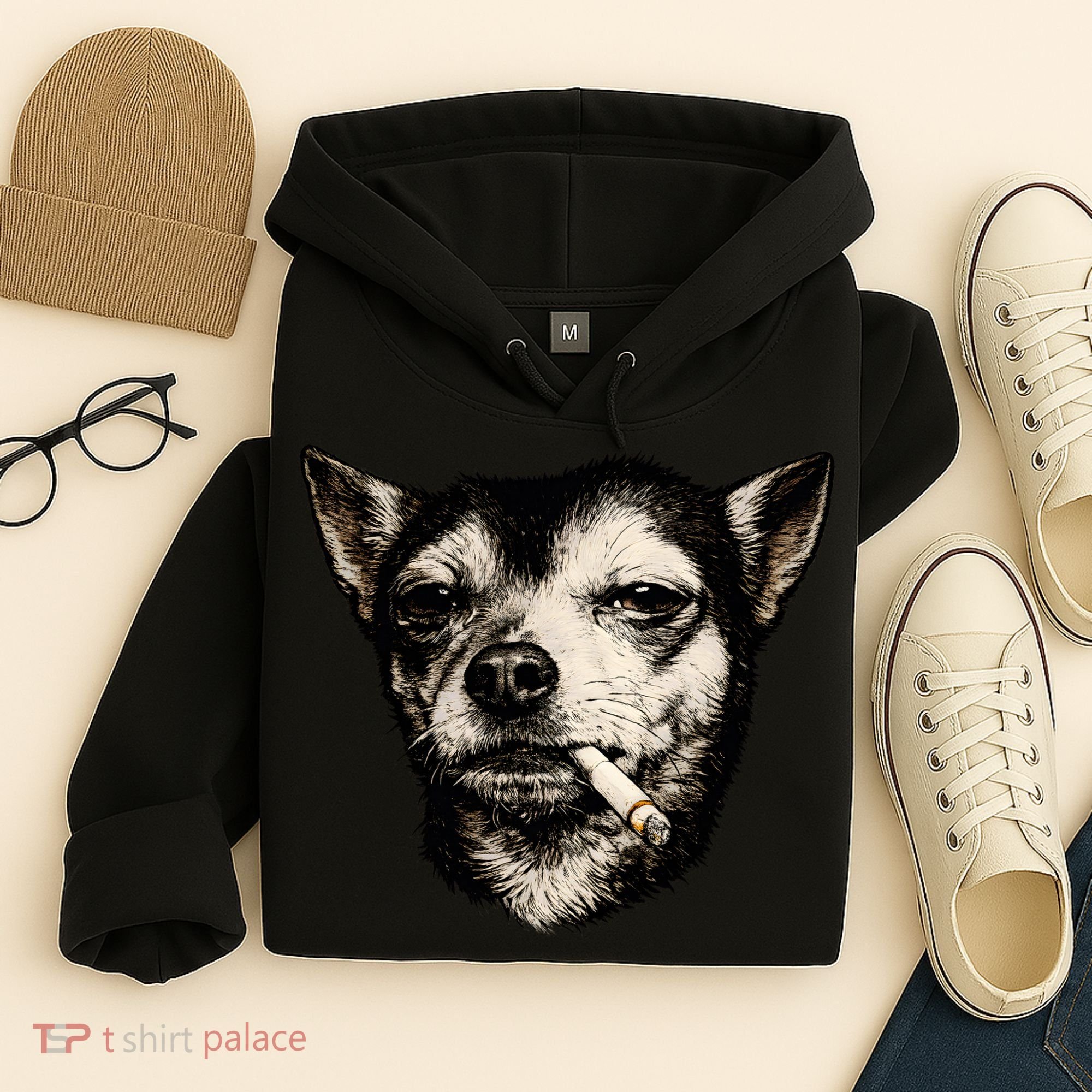 Dog Smoking Cigarette Funny Chihuahua Hoodie