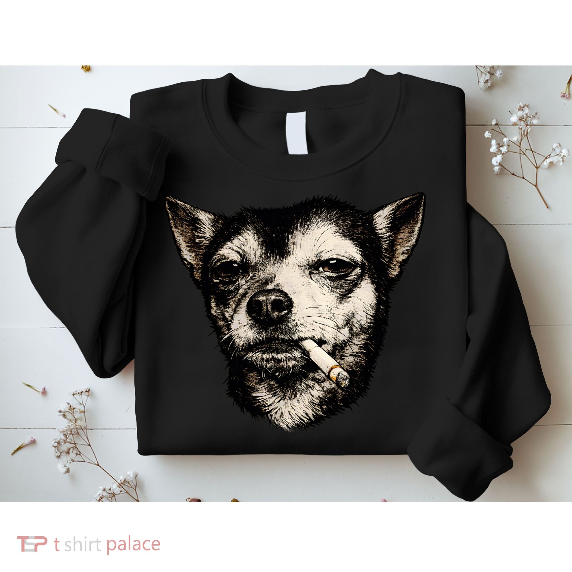 Dog Smoking Cigarette Funny Chihuahua Sweatshirt