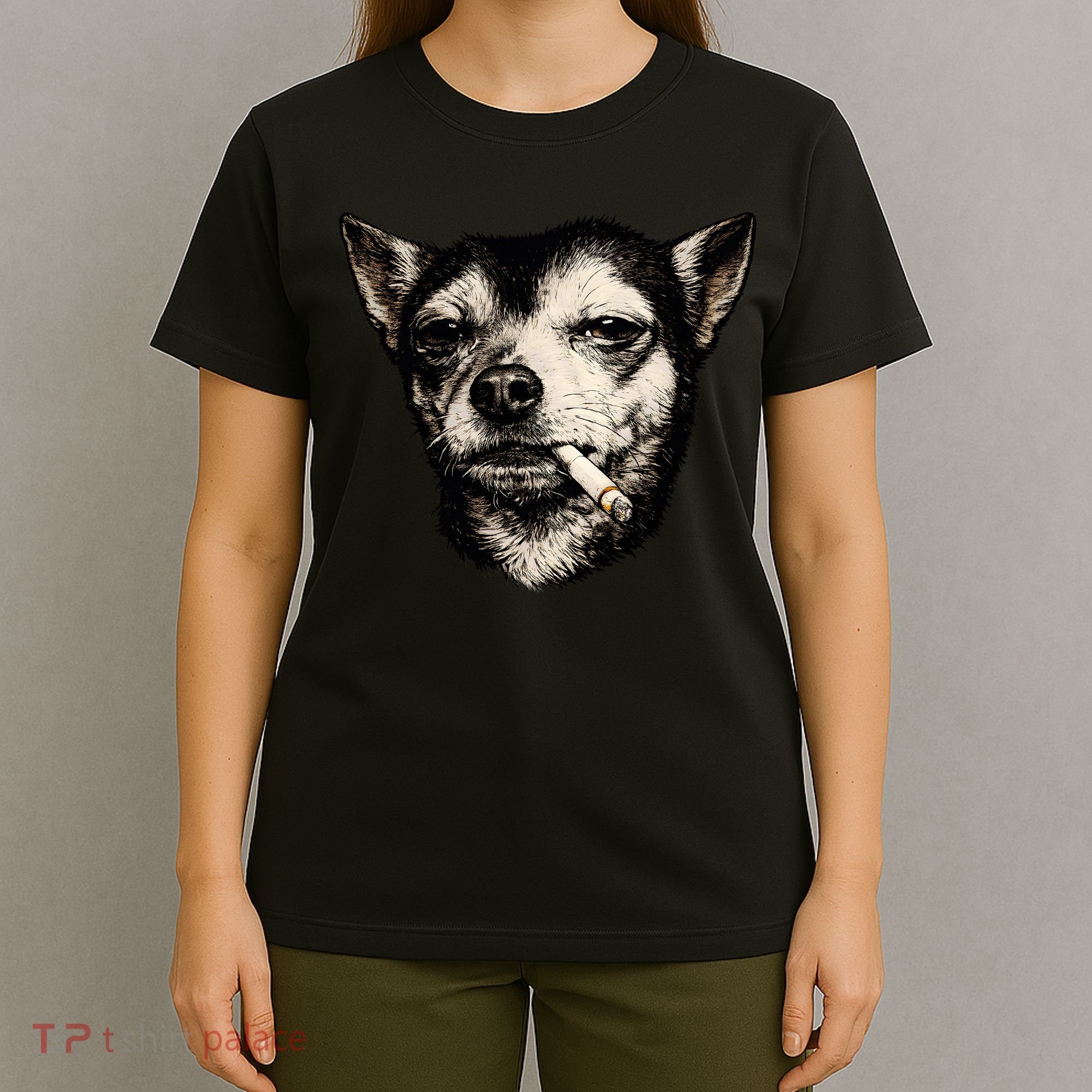 Dog Smoking Cigarette Funny Chihuahua T-Shirt
