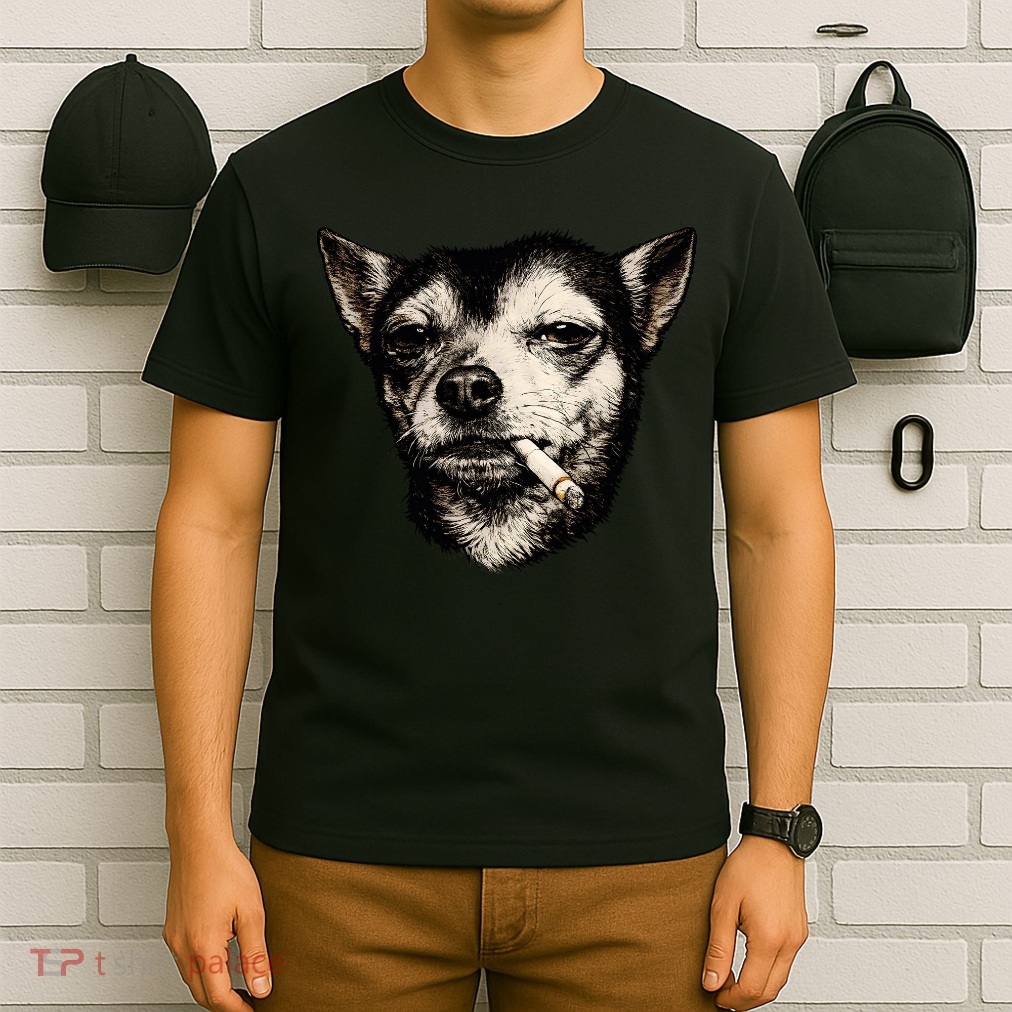 Dog Smoking Cigarette Funny Chihuahua T-Shirt