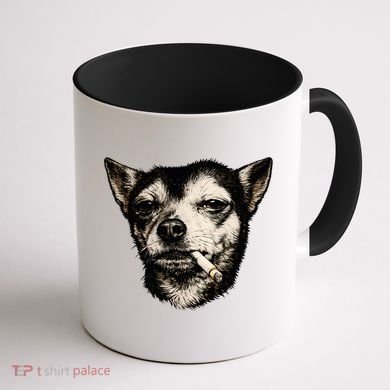 Dog Smoking Cigarette Funny Chihuahua Coffee Mug back