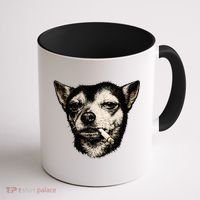 Dog Smoking Cigarette Funny Chihuahua Coffee Mug thumb 1