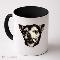 Dog Smoking Cigarette Funny Chihuahua Coffee Mug thumb 0