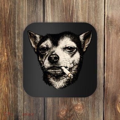 Dog Smoking Cigarette Funny Chihuahua Coaster