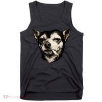 Dog Smoking Cigarette Funny Chihuahua Tank Top thumb 0