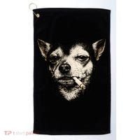Dog Smoking Cigarette Funny Chihuahua Golf Towel thumb 0
