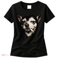 Dog Smoking Cigarette Funny Chihuahua Women's T-Shirt thumb 0