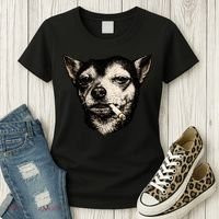 Dog Smoking Cigarette Funny Chihuahua Women's T-Shirt thumb 3