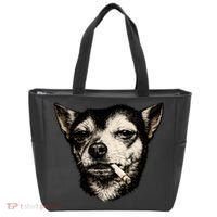 Dog Smoking Cigarette Funny Chihuahua Tote Bag thumb 0
