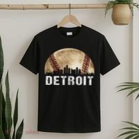 Detroit Skyline City Vintage Baseball Lover T-Shirt thumb 2