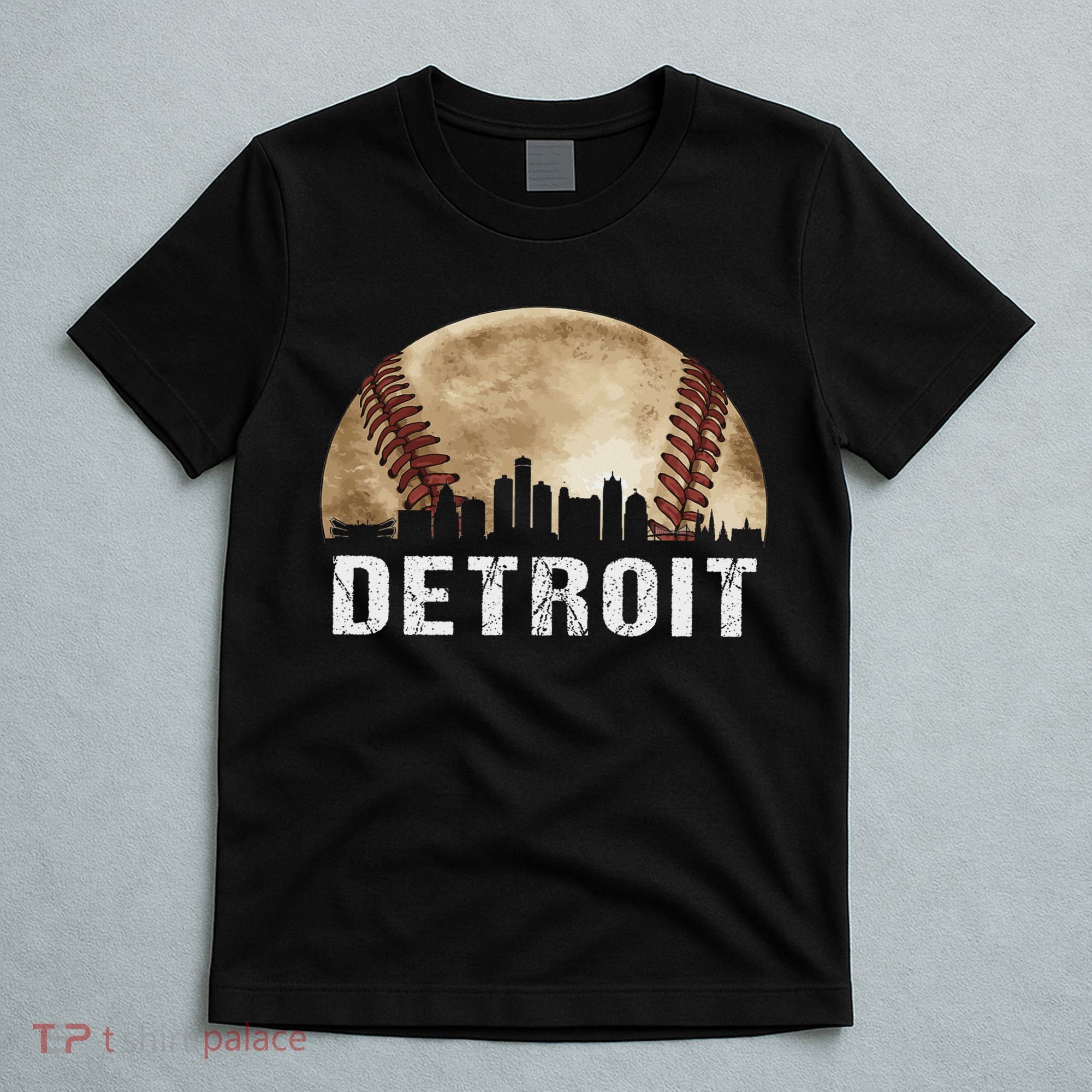 Detroit Skyline City Vintage Baseball Lover T-Shirt