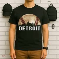 Detroit Skyline City Vintage Baseball Lover T-Shirt thumb 6