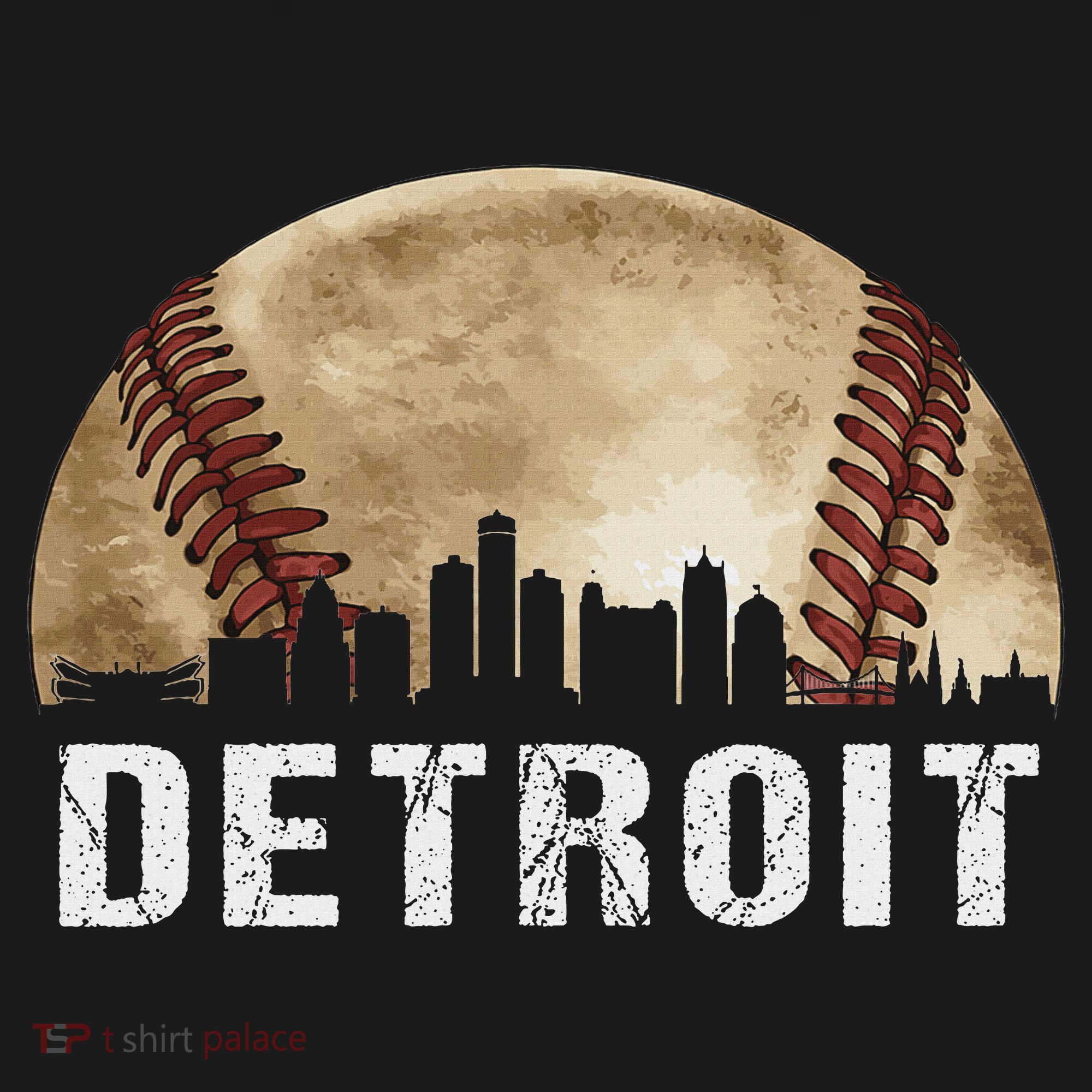 Detroit Skyline City Vintage Baseball Lover T-Shirt