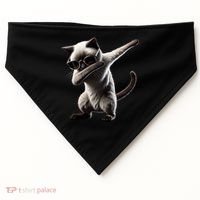 Dabbing Siamese Cat Pet Motif Cool Dab Animal Lover Gift USA-Made Doggie Bandana thumb 0