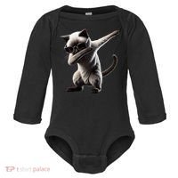 Dabbing Siamese Cat Pet Motif Cool Dab Animal Lover Gift Baby Long Sleeve Bodysuit thumb 0