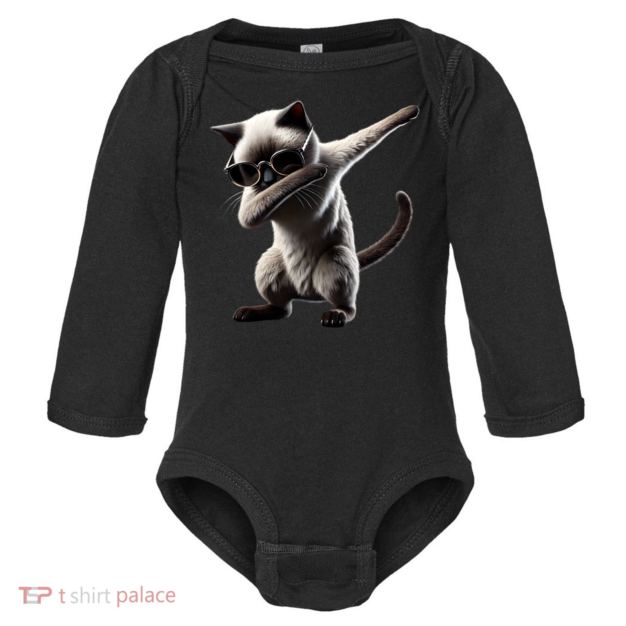 Dabbing Siamese Cat Pet Motif Cool Dab Animal Lover Gift Baby Long Sleeve Bodysuit