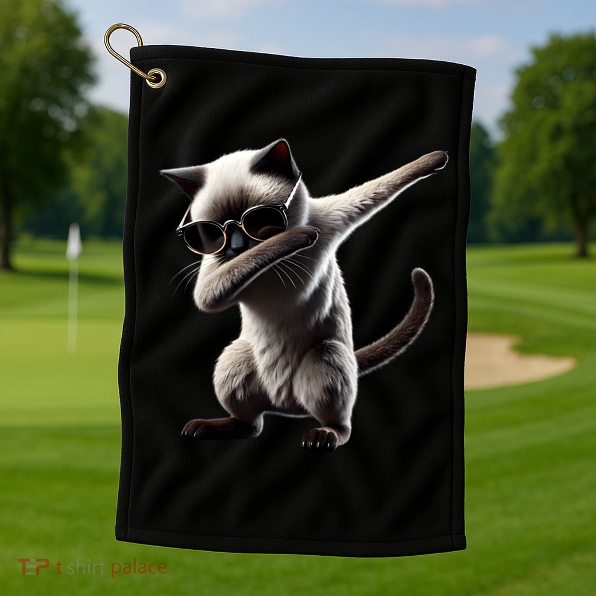 Dabbing Siamese Cat Pet Motif Cool Dab Animal Lover Gift Golf Towel
