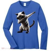 Dabbing Siamese Cat Pet Motif Cool Dab Animal Lover Gift Women's Long Sleeve Shirt thumb 0
