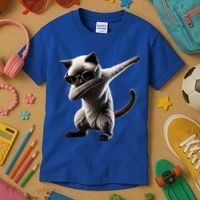 Dabbing Siamese Cat Pet Motif Cool Dab Animal Lover Gift Kids T-Shirt thumb 3