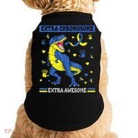 Down Syndrome Dinosaur T rex Extra Chromosome Extra Awesome Doggie Tank thumb 0