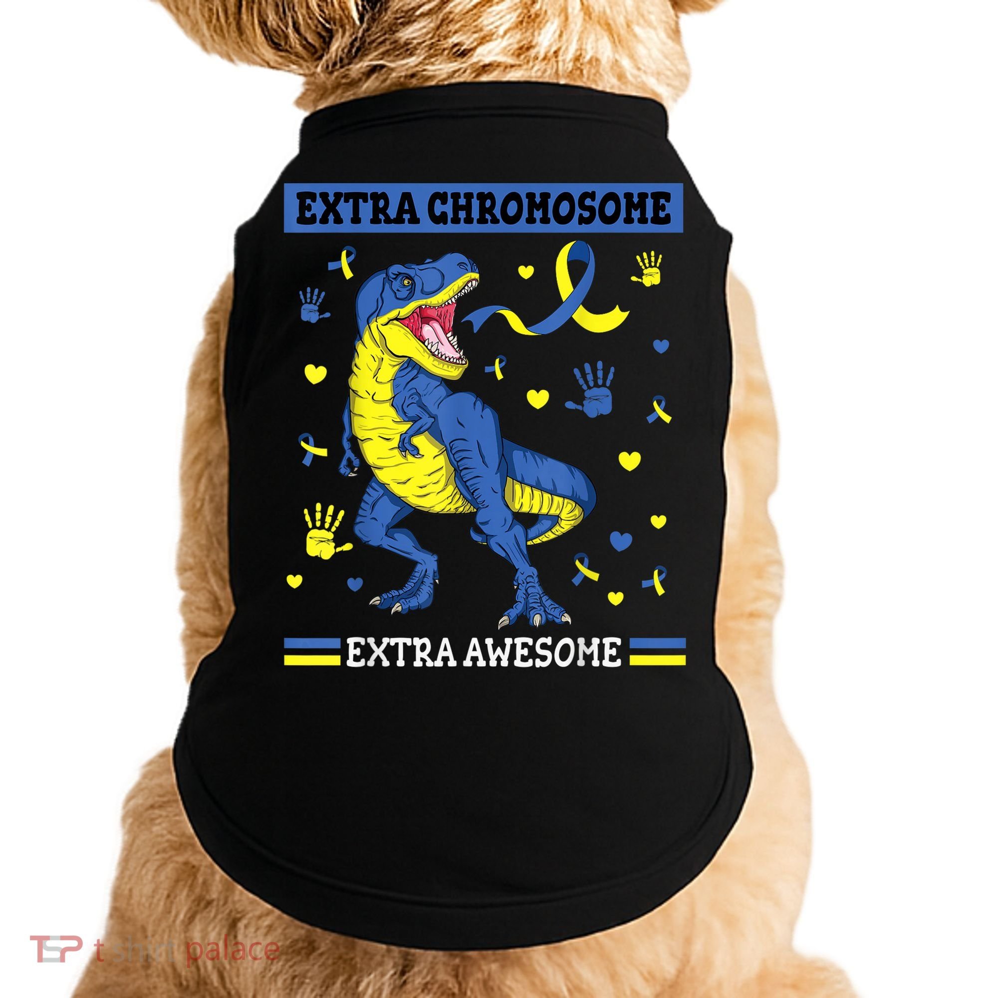 Down Syndrome Dinosaur T rex Extra Chromosome Extra Awesome Doggie Tank