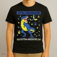 Down Syndrome Dinosaur T rex Extra Chromosome Extra Awesome T-Shirt thumb 3