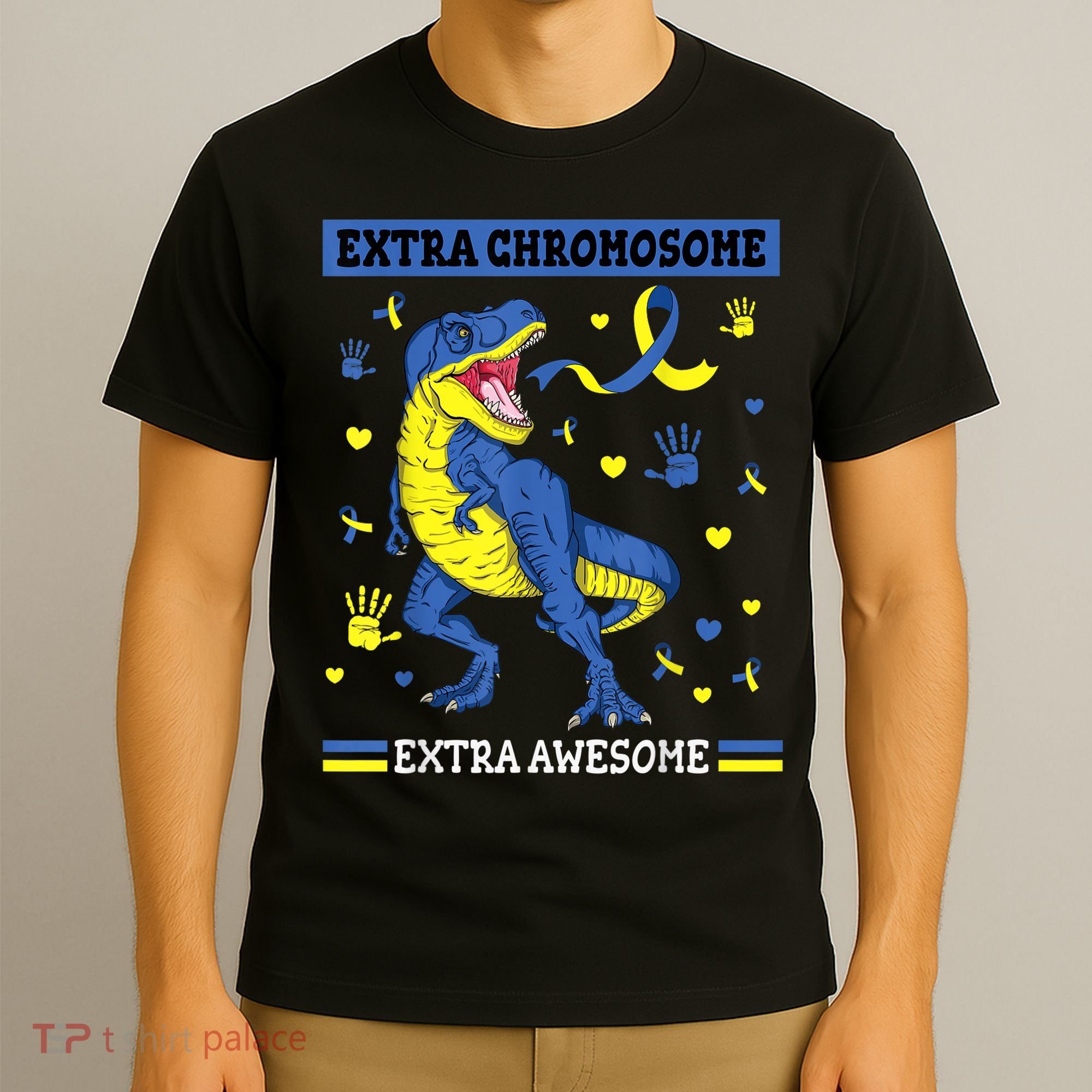 Down Syndrome Dinosaur T rex Extra Chromosome Extra Awesome T-Shirt