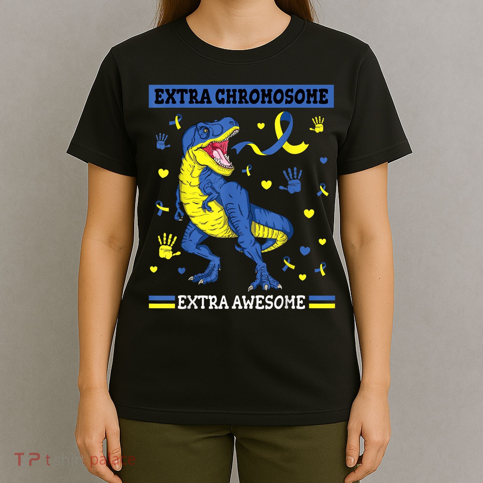 Down Syndrome Dinosaur T rex Extra Chromosome Extra Awesome T-Shirt