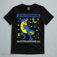 Down Syndrome Dinosaur T rex Extra Chromosome Extra Awesome T-Shirt thumb 5