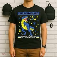 Down Syndrome Dinosaur T rex Extra Chromosome Extra Awesome T-Shirt thumb 6