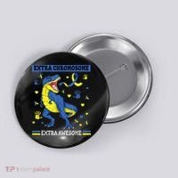 Down Syndrome Dinosaur T rex Extra Chromosome Extra Awesome Button thumb 0