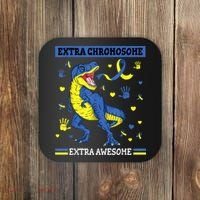 Down Syndrome Dinosaur T rex Extra Chromosome Extra Awesome Coaster thumb 0
