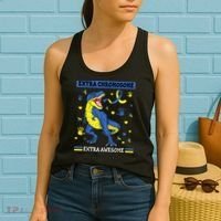 Down Syndrome Dinosaur T rex Extra Chromosome Extra Awesome Women's Tank Top thumb 2