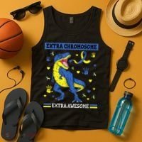 Down Syndrome Dinosaur T rex Extra Chromosome Extra Awesome Tank Top thumb 4