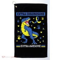 Down Syndrome Dinosaur T rex Extra Chromosome Extra Awesome Golf Towel thumb 0