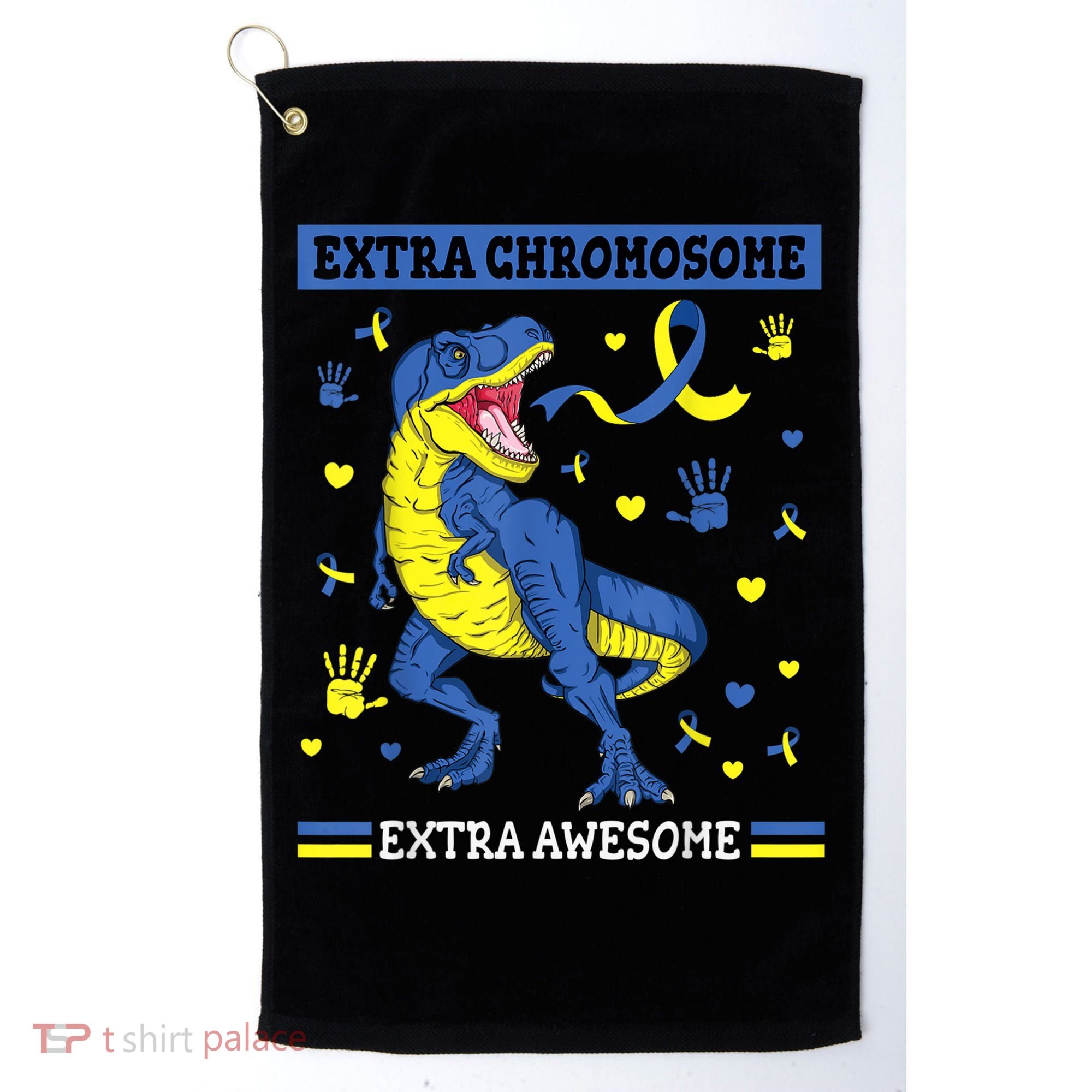 Down Syndrome Dinosaur T rex Extra Chromosome Extra Awesome Golf Towel
