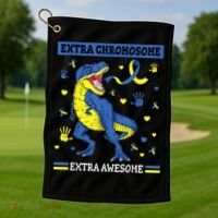 Down Syndrome Dinosaur T rex Extra Chromosome Extra Awesome Golf Towel thumb 1
