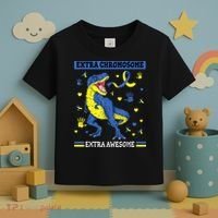 Down Syndrome Dinosaur T rex Extra Chromosome Extra Awesome Toddler T-Shirt thumb 3