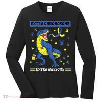 Down Syndrome Dinosaur T rex Extra Chromosome Extra Awesome Women's Long Sleeve Shirt thumb 0
